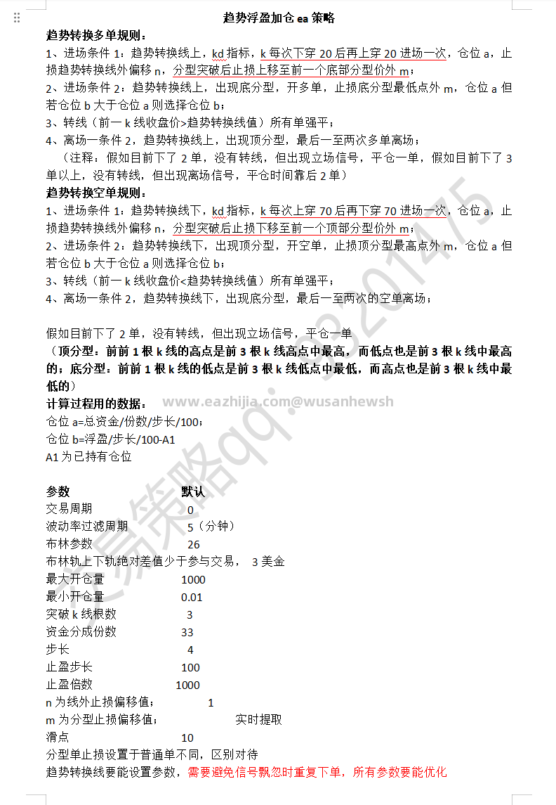 趋势浮盈加仓ea策略